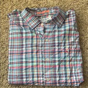 Tommy Bahama Blue and Red Casual Button Down Shirt